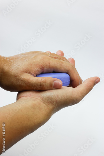 A soap on human palm
