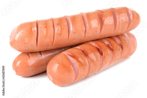 Grilled sausage isolated on white