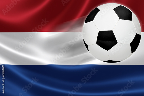 Soccer Ball Leaps Out of Netherlands  Flag
