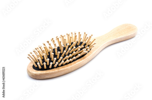 Wood comb isolated white background