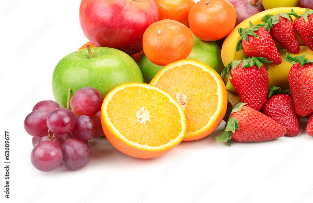 fresh fruits isolated on white background fresh fruits isolated on white background