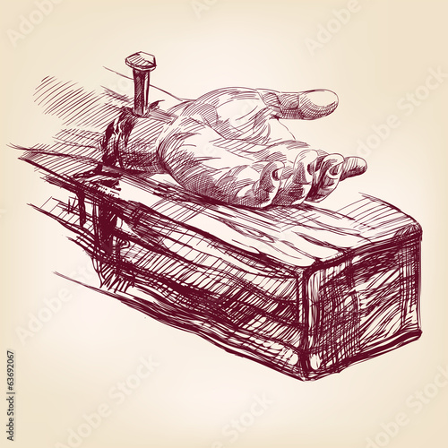 hand of Jesus Christ on the cross  vector llustration