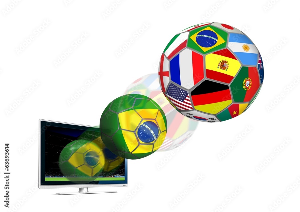 Obraz premium Ball with Flag Flying out from LCD Display