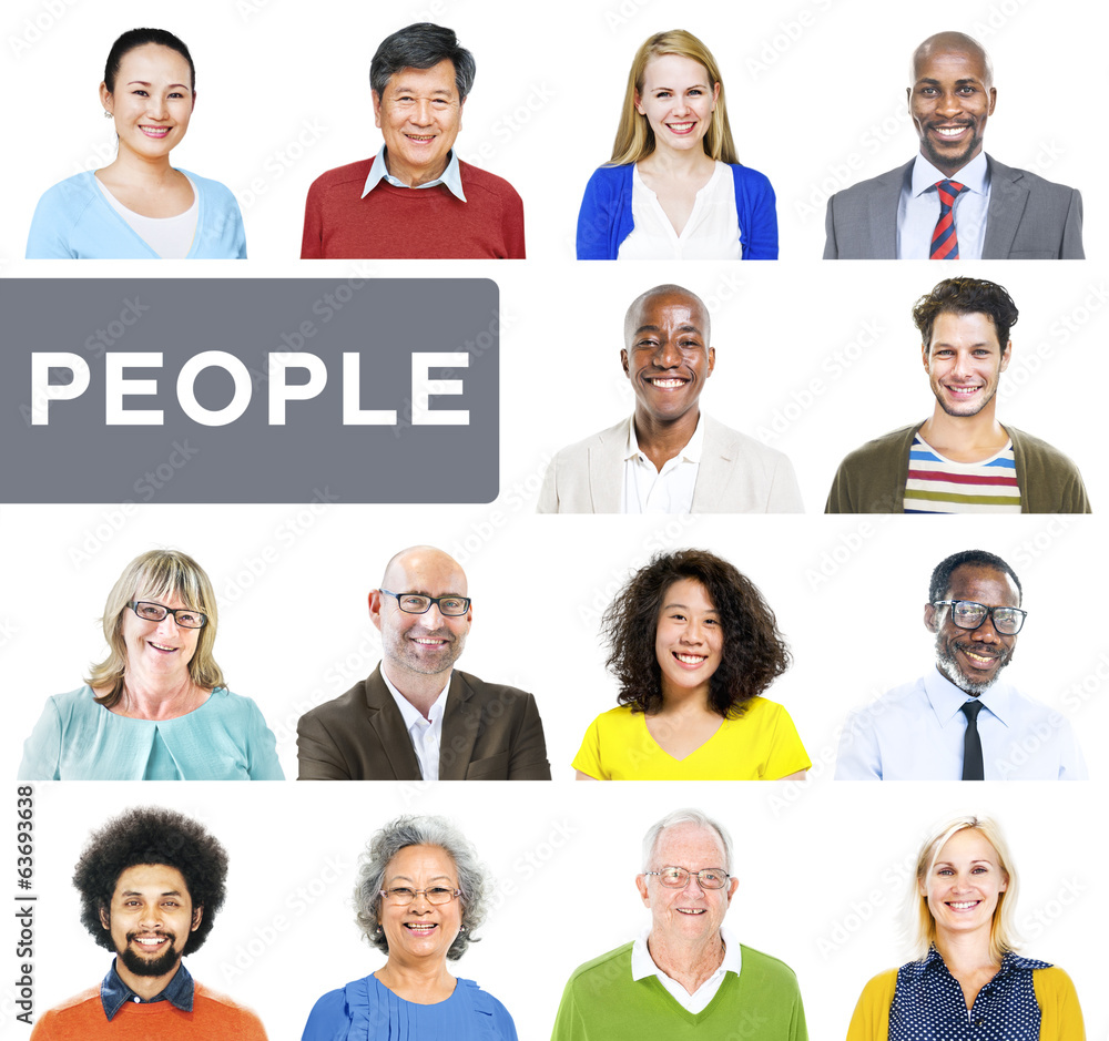 Fototapeta premium Portrait of Multiethnic Colorful Diverse People
