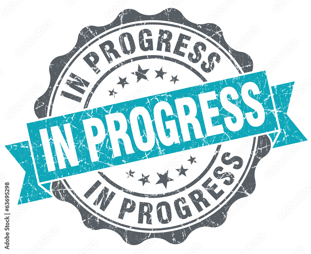 Obraz premium In progress turquoise grunge retro vintage isolated seal