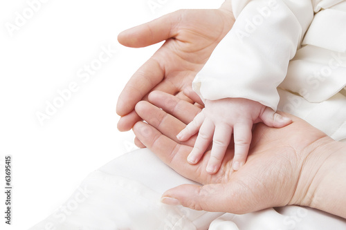 hand of a child in mother's hands