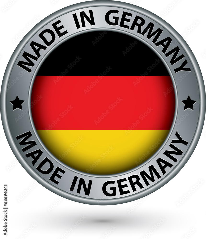 Made in Germany silver label with flag, vector illustration Made in Germany silver label with flag, vector illustration