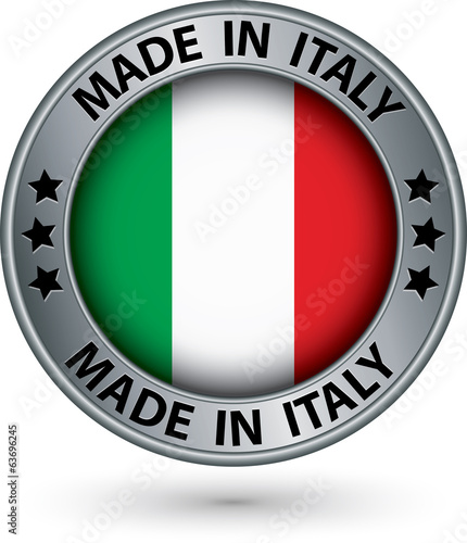Free Download Made in Italy silver label with flag, vector illustration - GFXLoad
