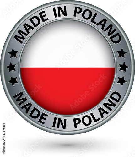 Free Download Made in Poland silver label with flag, vector illustration - GFXLoad