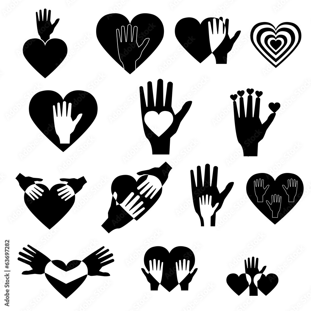 Obraz premium LOGO-HAND AND HEART