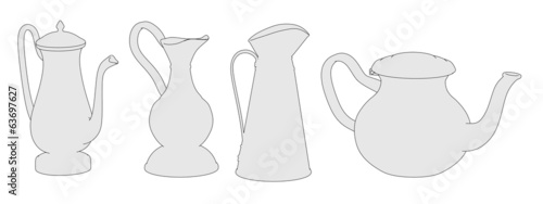 cartoon image of antique teapots