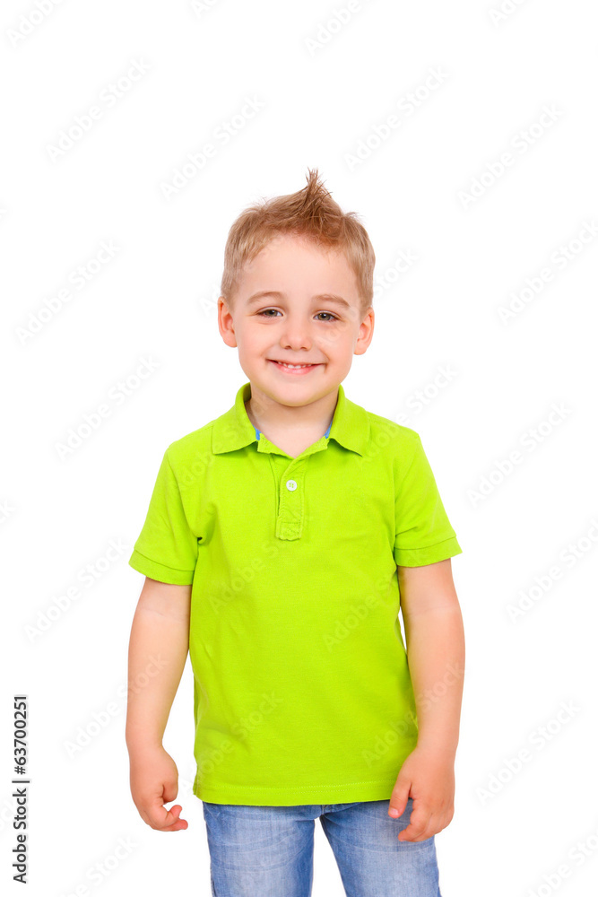 Portrait of happy little boy over white background Portrait of happy little boy over white background