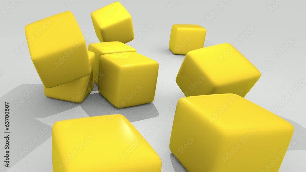 3D animation YELLOW CUBES