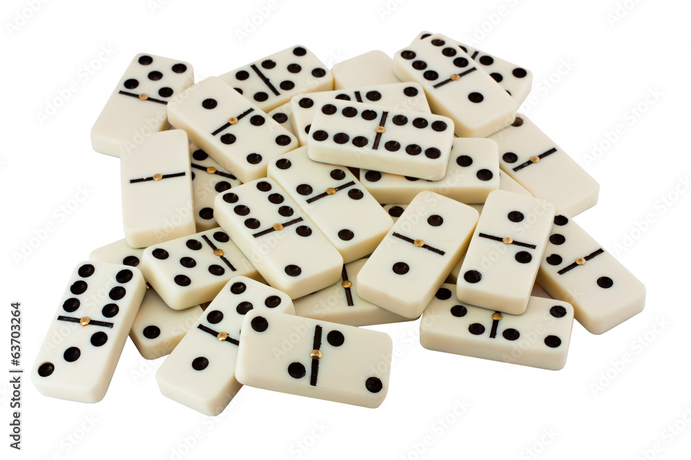 many white dominoes isolated on a white background many white dominoes isolated on a white background