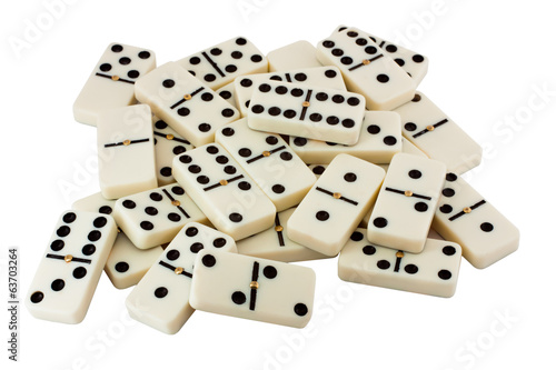many white dominoes isolated on a white background