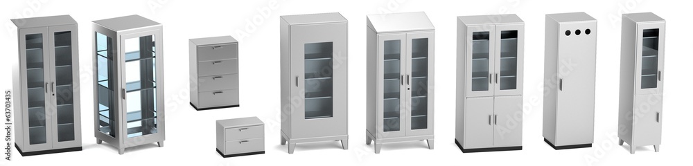 realistic 3d render of medical cabinets