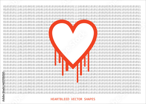 Heartbleed openssl bug vector shape, bleeding heart with wall of