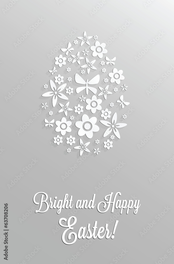 Naklejka premium Easter greeting card with paper flowers