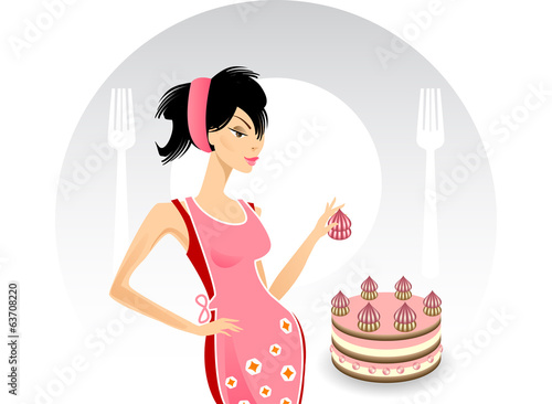woman pastry chef illustration
