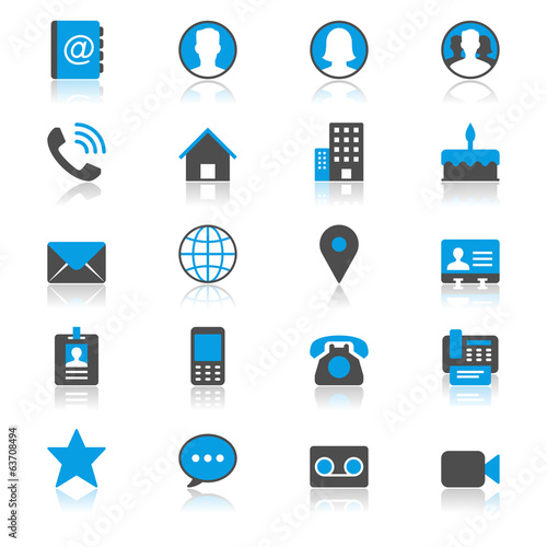 Contact flat with reflection icons