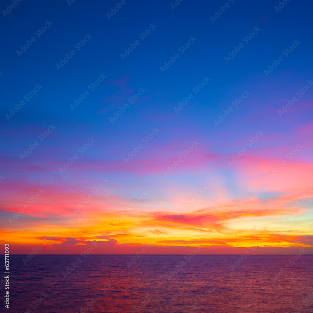 beautiful sunset in the tropical sea at summer time