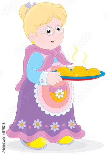 Granny with freshly baked pies
