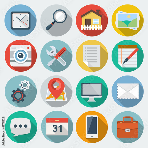 Flat Icons with long shadow,set 3