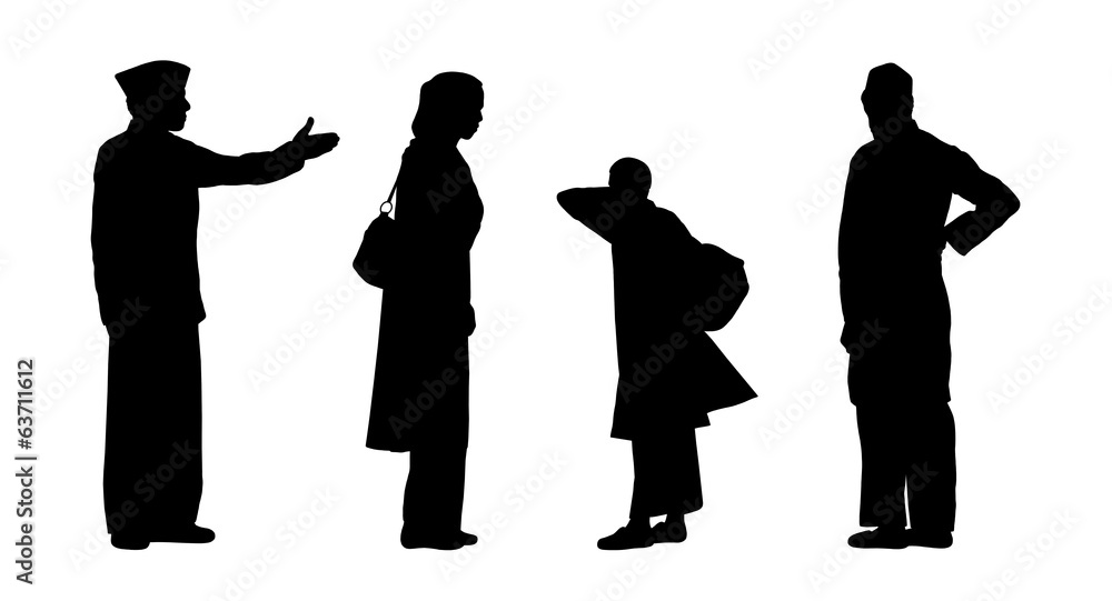 indian people standing silhouettes set 2