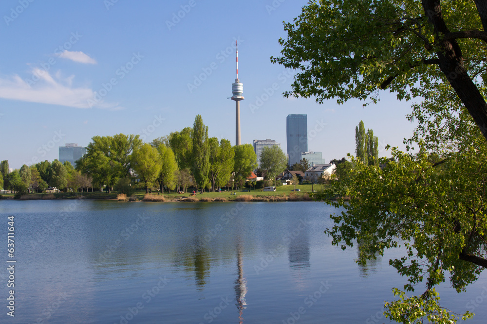 Obraz premium Widok na wyspę na Dunaju - Wiedeń