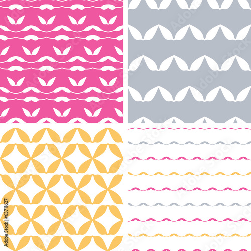 Four bstract leaf shapes geometric patterns backgrounds