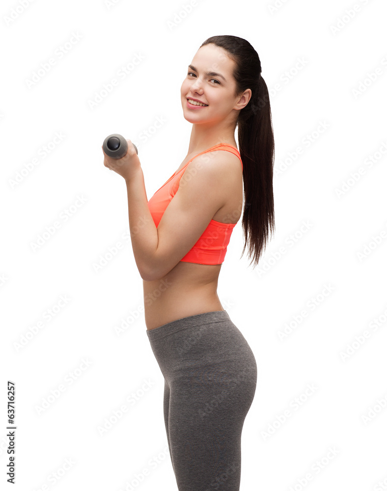 young sporty woman with light dumbbells young sporty woman with light dumbbells