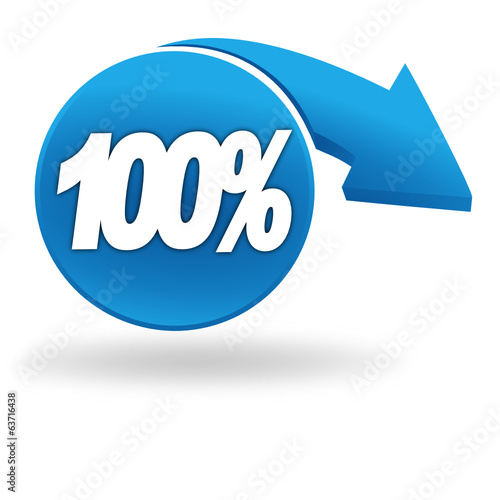 cent pour cent sur bouton bleu