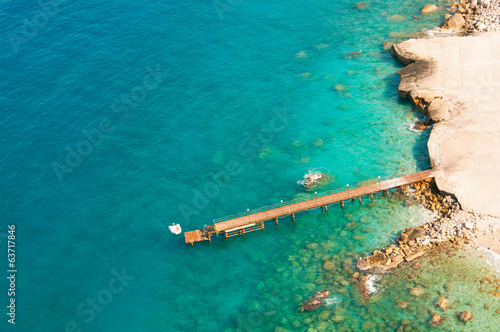 View from parachute on boat landing in Fethiye, Turkey.