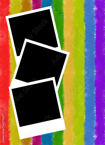 photo frame on colorful stripes background