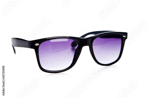 Black sunglasses close up. Isolated on a white background.