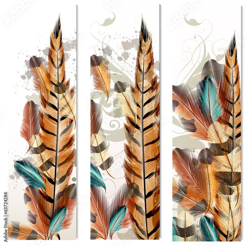 Set of business cards with realistic ferns