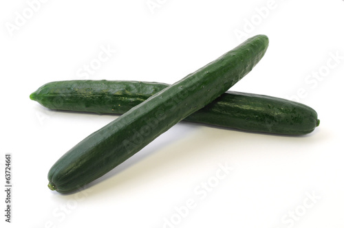 2 cucumbers isolated on white background