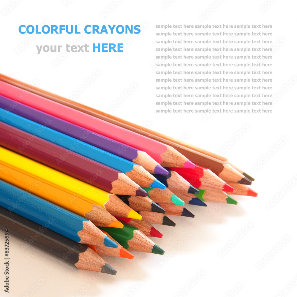 Fototapeta premium Color pencils (crayons) isolated on white background