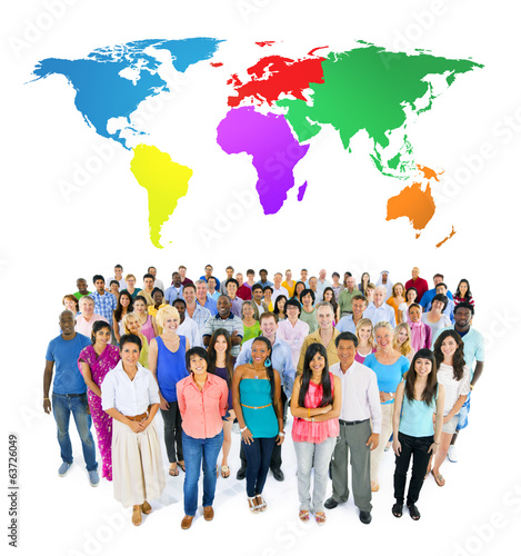 Large multi-ethnic group of world people