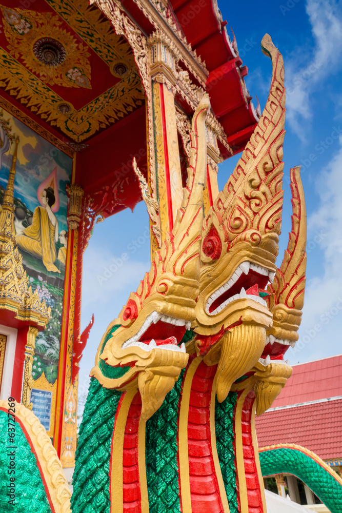Golden Naga, Thai mythological character, as part of beautiful a Golden Naga, Thai mythological character, as part of beautiful a