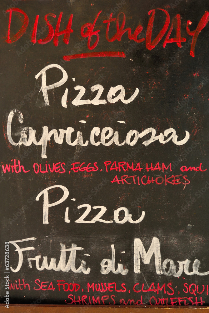 Obraz premium Pizza's menu in a restaurant in Rome