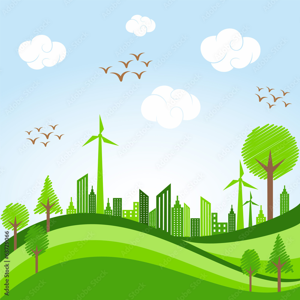 Eco cityscape -go green concept stock vector