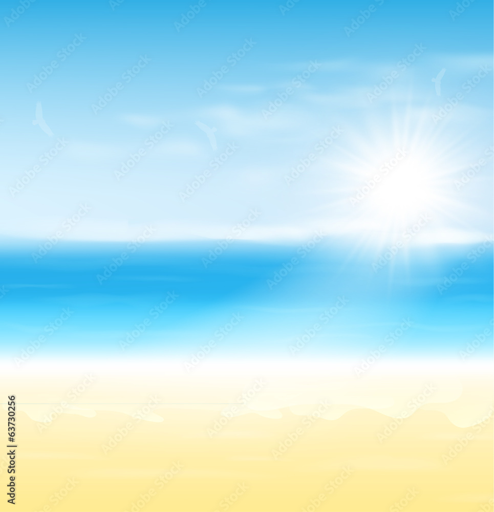 Beach and tropical sea with sun