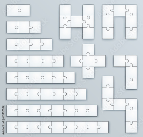 Piece Jigsaw Puzzle Template, set of of 2, 3, 4, 5, 6, 7, 8, 9 p