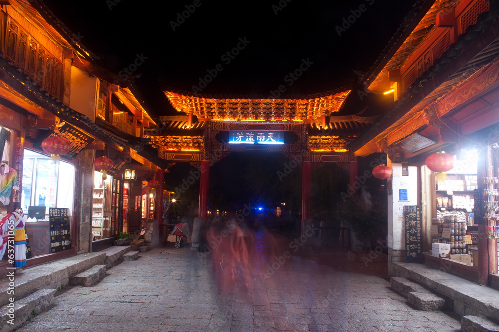 Lijiang Dayan old town at night.