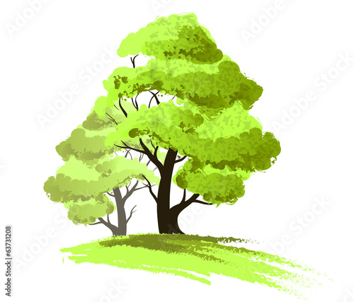 Two trees drawing isolated