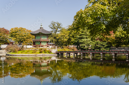 Korean temple, Emperors island in Gyeongbokgung palace. Seoul