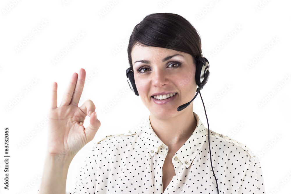 Brown-haired girl with headphones Brown-haired girl with headphones