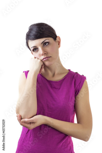 Canvas Print Worried brown-haired girl
