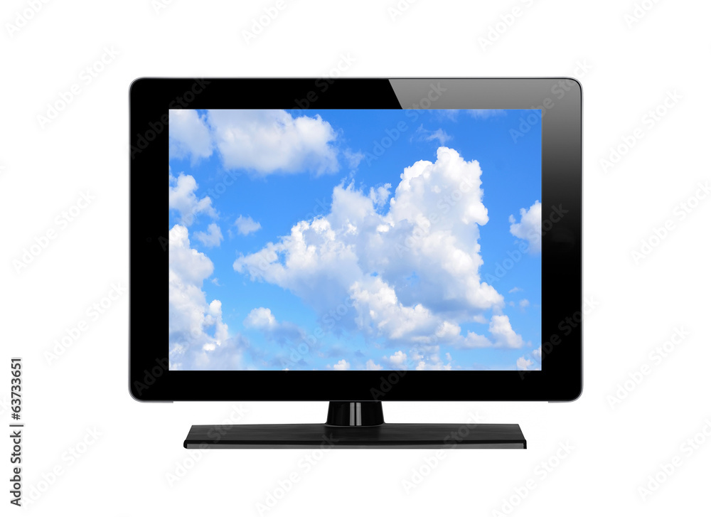 Modern TV screen and blue sky Modern TV screen and blue sky
